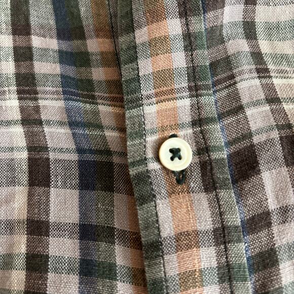 7 For All Mankind linen plaid button down shirt Men's M medium 7FAM - Picture 8 of 9